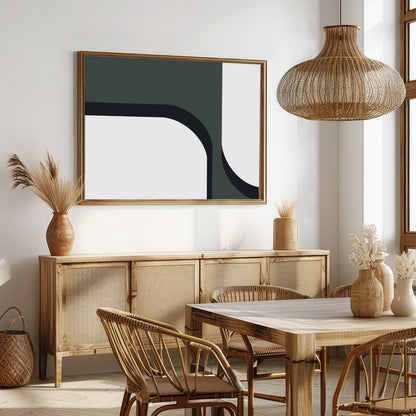 Elevate your space with this striking minimalist artwork featuring bold curves and a sophisticated for Dining