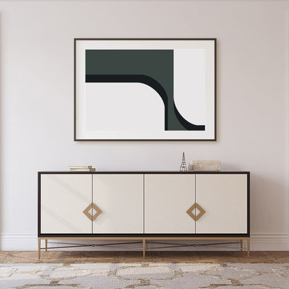 Elevate your space with this striking minimalist artwork featuring bold curves and a sophisticated for Foyer