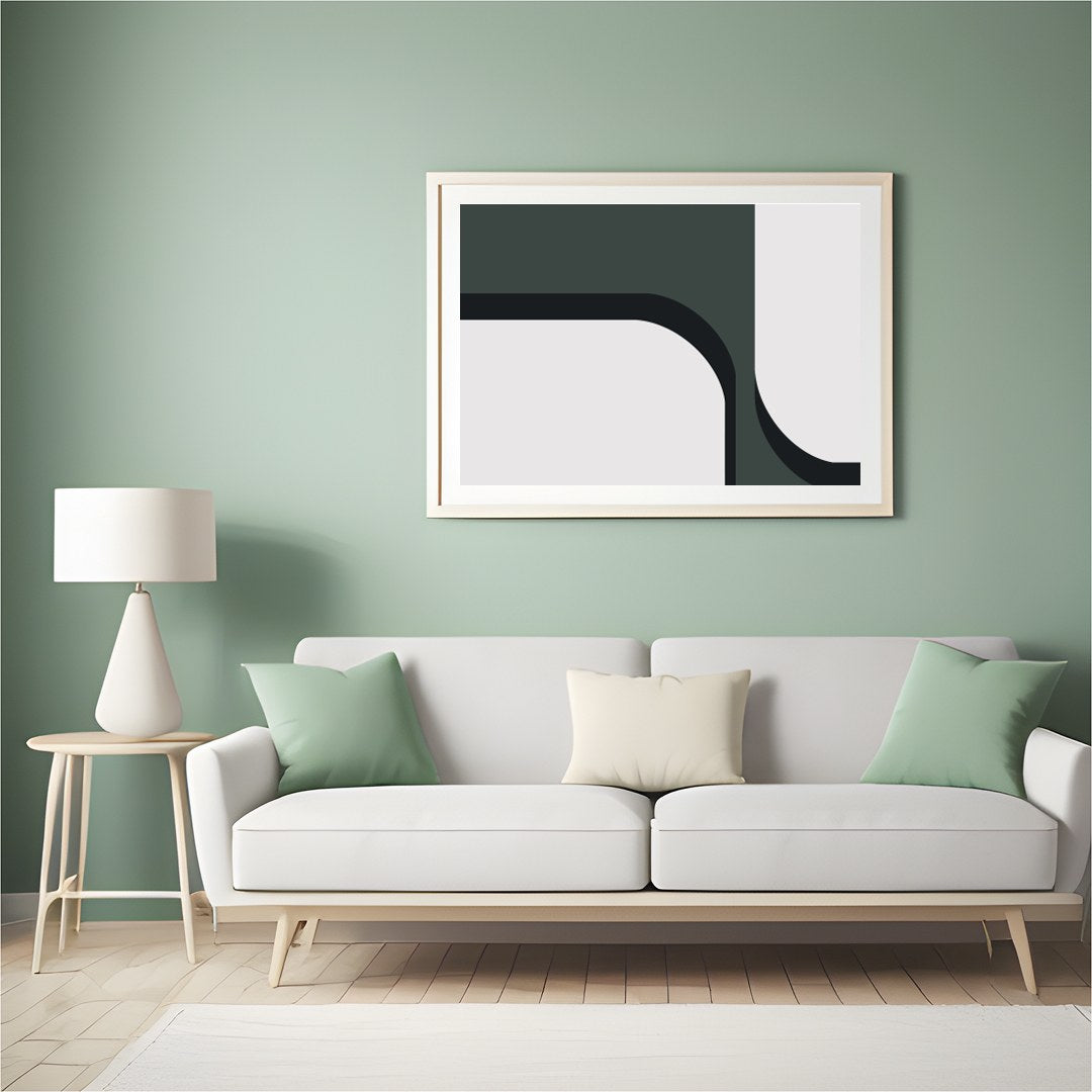 Elevate your space with this striking minimalist artwork featuring bold curves and a sophisticated for Hall