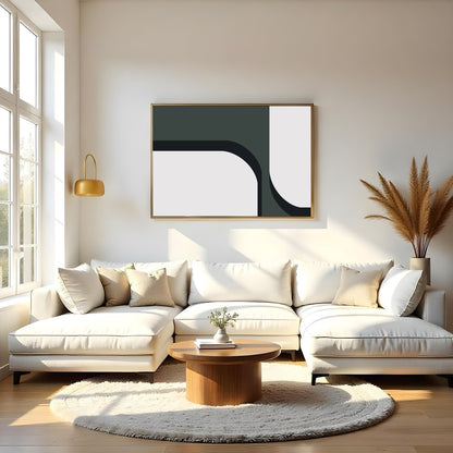 Elevate your space with this striking minimalist artwork featuring bold curves and a sophisticated for Living Room