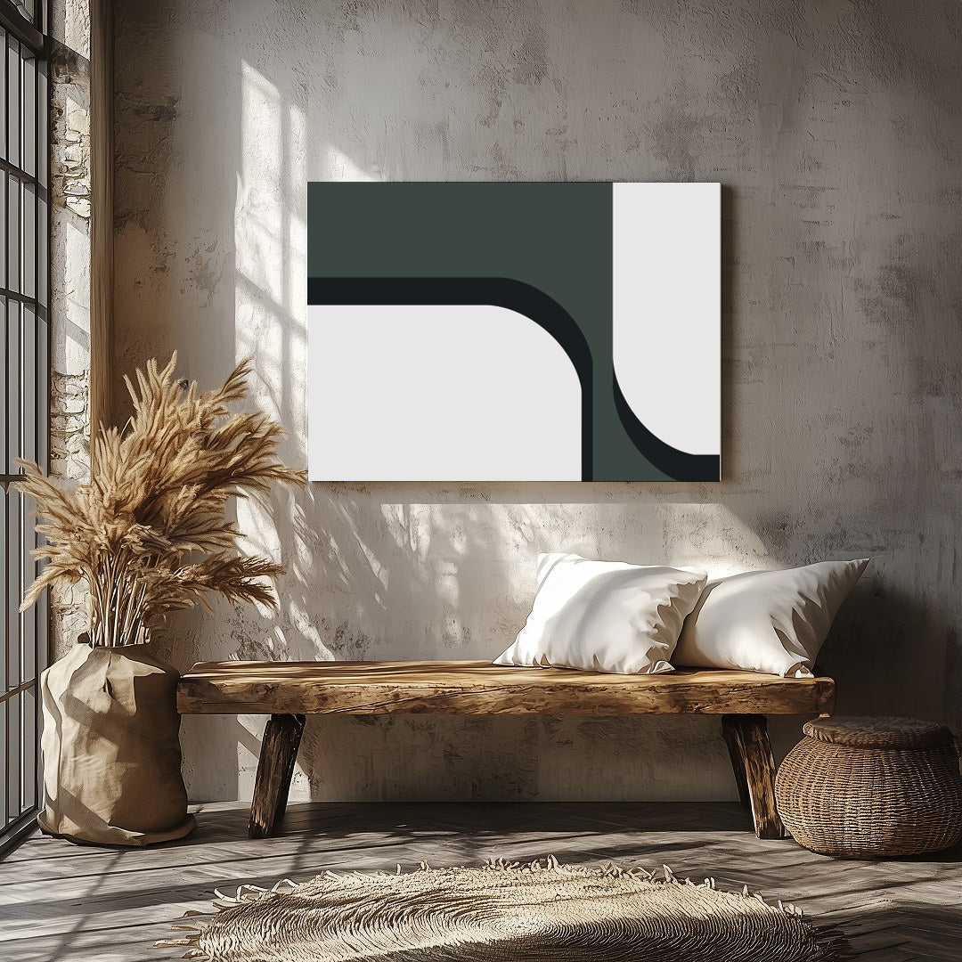 Elevate your space with this striking minimalist artwork featuring bold curves and a sophisticated for Veranda