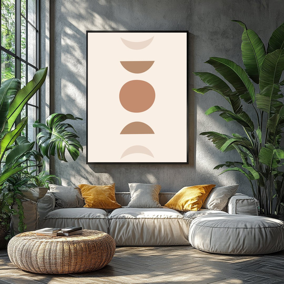 Discover a world of simplicity and elegance with this minimalist artwork featuring earthy geometric for Balcony