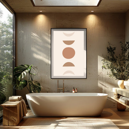 Discover a world of simplicity and elegance with this minimalist artwork featuring earthy geometric for Bathroom