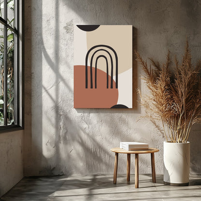 This minimalist artwork captures the essence of modern design with its earthy tones and abstract for Entrance