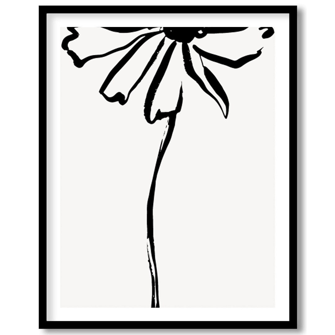 This elegant artwork features a minimalist ink sketch of a flower, embodying simplicity and grace. for studio