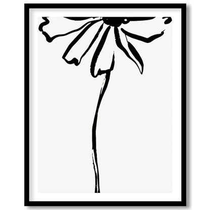 This elegant artwork features a minimalist ink sketch of a flower, embodying simplicity and grace. for studio