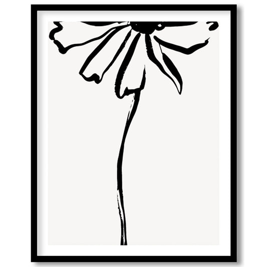 This elegant artwork features a minimalist ink sketch of a flower, embodying simplicity and grace. for studio