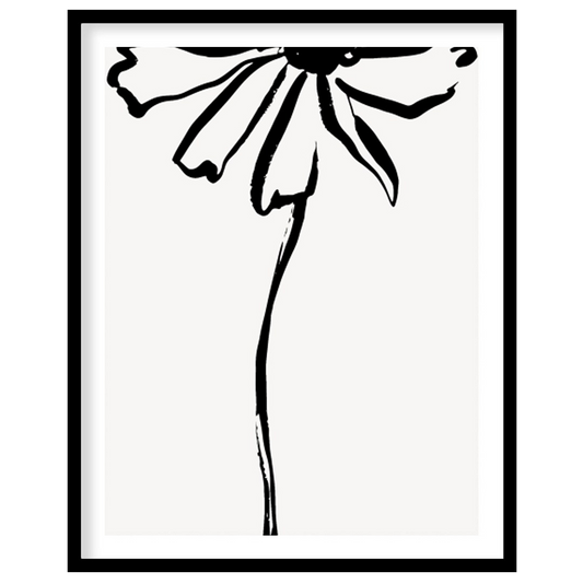 This elegant artwork features a minimalist ink sketch of a flower, embodying simplicity and grace. for studio