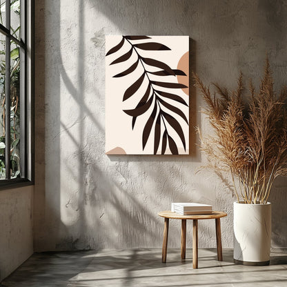 Elevate your living space with this serene minimalist artwork featuring an abstract sun and leaf for Entrance