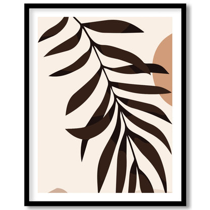 Elevate your living space with this serene minimalist artwork featuring an abstract sun and leaf for place