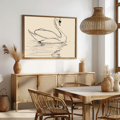 Bring tranquility to your space with this elegant minimalist swan line art. The gentle curves of for Dining