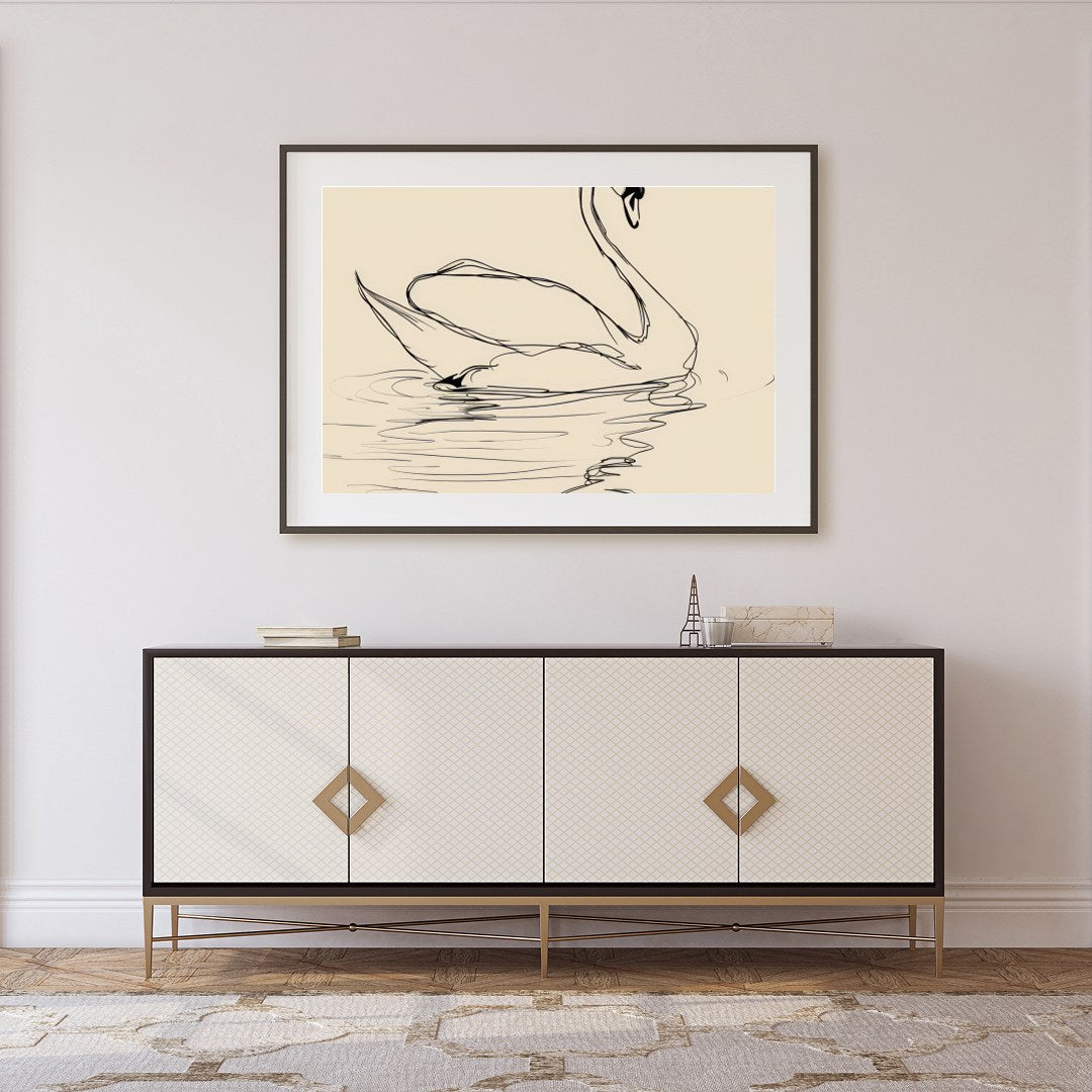 Bring tranquility to your space with this elegant minimalist swan line art. The gentle curves of for Foyer