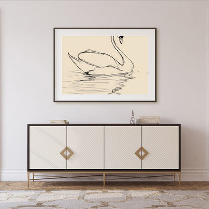 Bring tranquility to your space with this elegant minimalist swan line art. The gentle curves of for Foyer