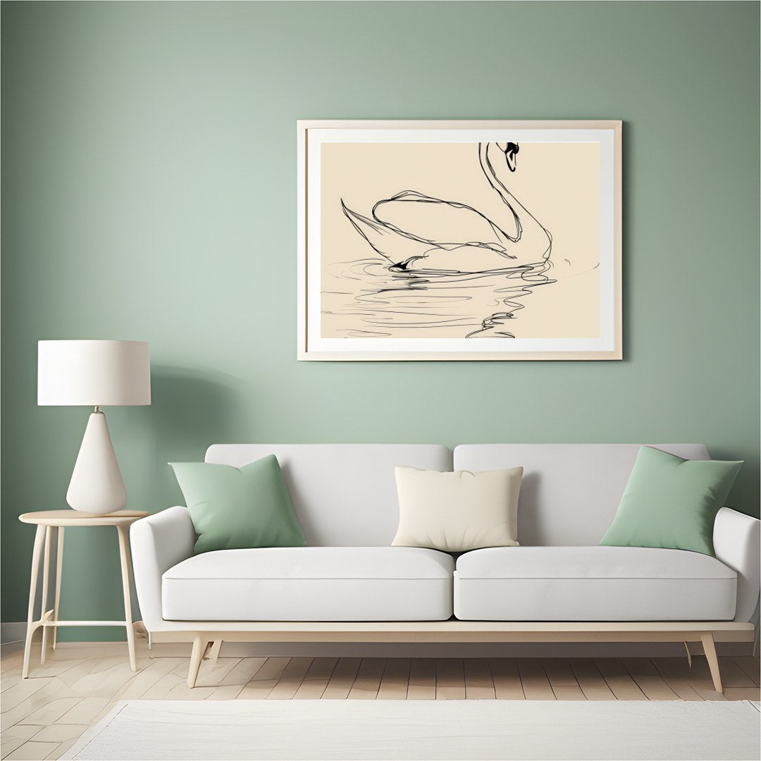 Bring tranquility to your space with this elegant minimalist swan line art. The gentle curves of for Hall