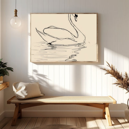 Bring tranquility to your space with this elegant minimalist swan line art. The gentle curves of for Hallway