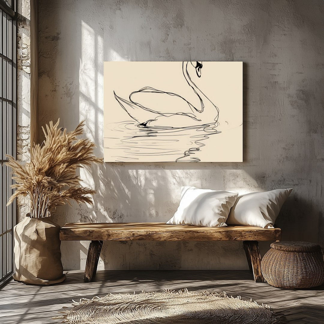 Bring tranquility to your space with this elegant minimalist swan line art. The gentle curves of for Veranda