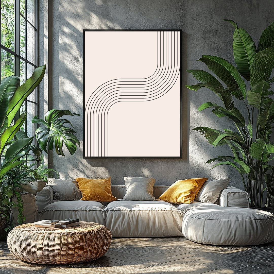 Elevate your space with this captivating minimalist wall art, featuring smooth, curving lines for Balcony