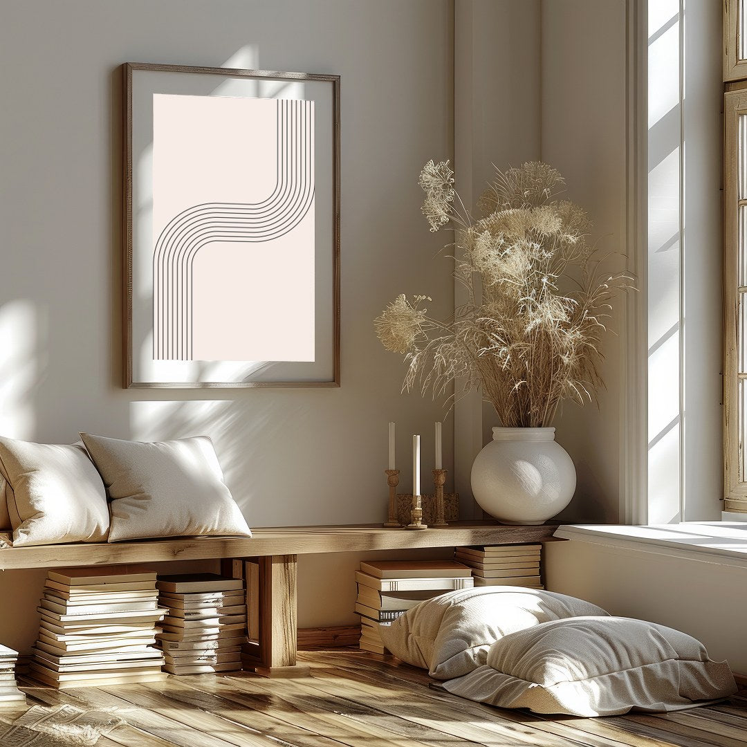 Elevate your space with this captivating minimalist wall art, featuring smooth, curving lines for bedroom