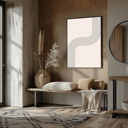 Elevate your space with this captivating minimalist wall art, featuring smooth, curving lines for hallway