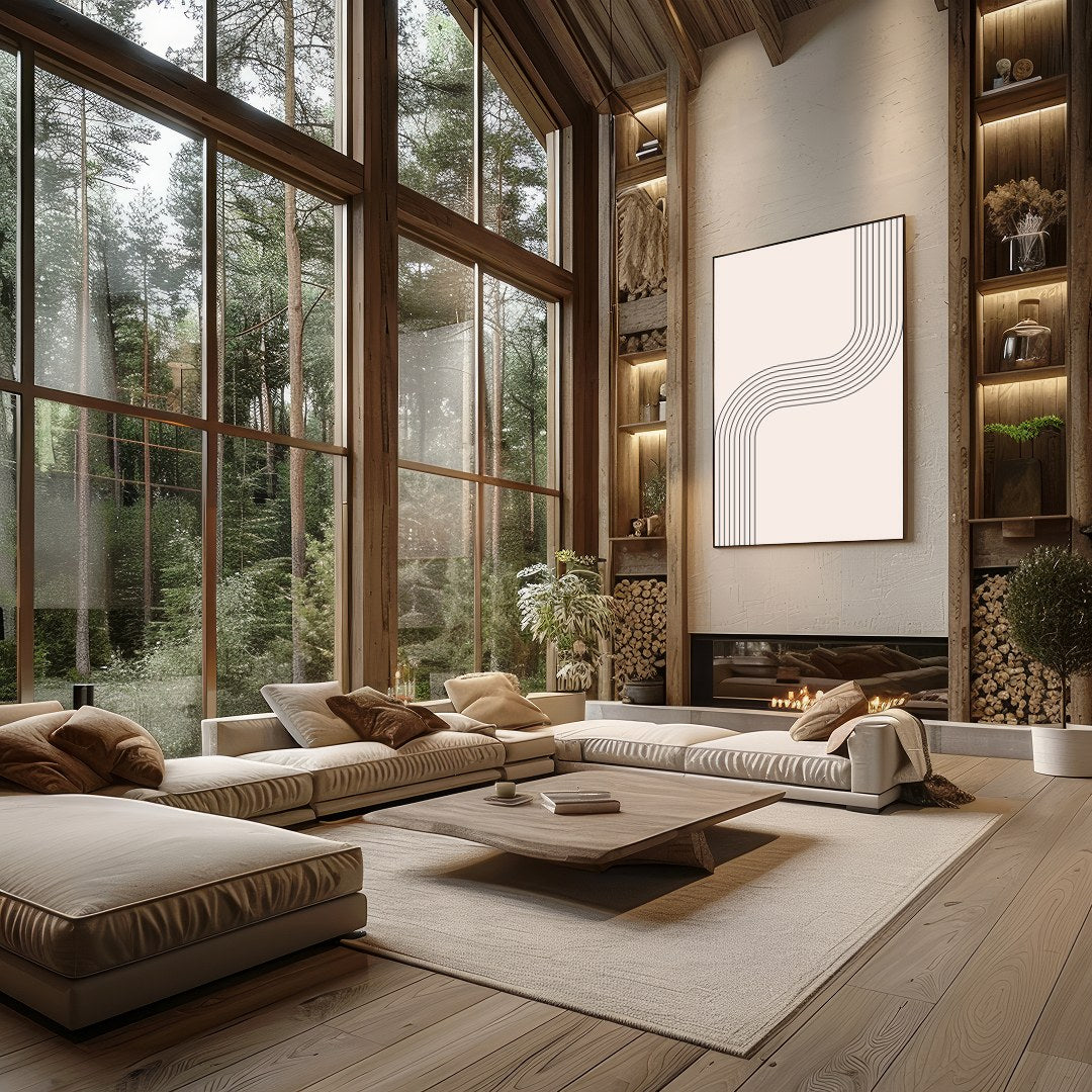 Elevate your space with this captivating minimalist wall art, featuring smooth, curving lines for Living Room