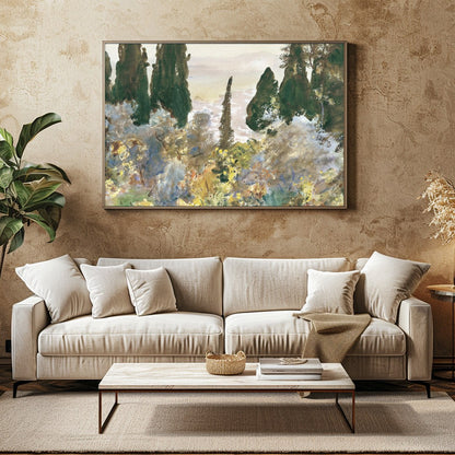 Immerse yourself in the serene beauty of this forest scene, where mist gently cloaks the lush, for Family Room