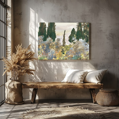 Immerse yourself in the serene beauty of this forest scene, where mist gently cloaks the lush, for Veranda