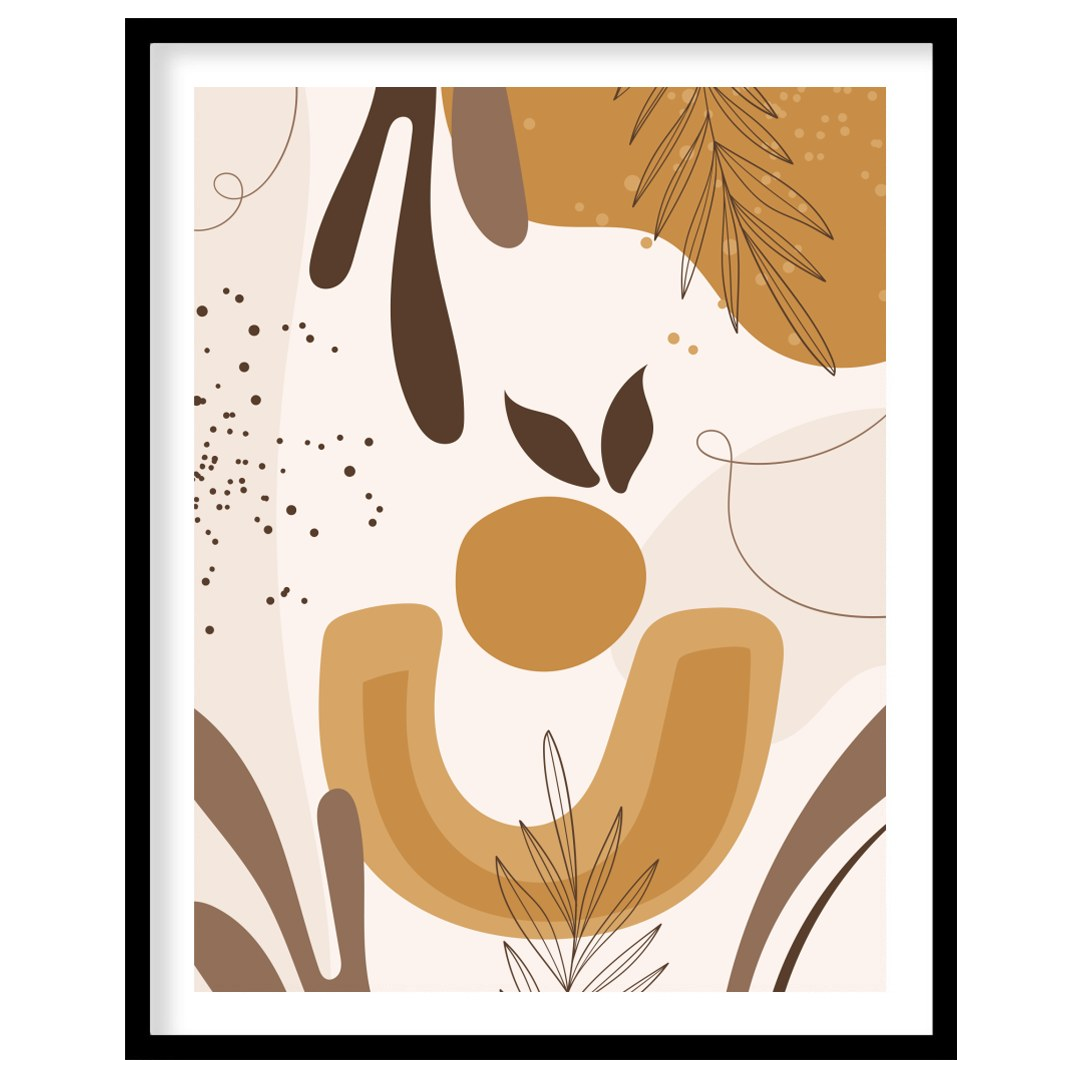 This captivating artwork blends abstract forms with botanical elements, creating a harmonious for haven