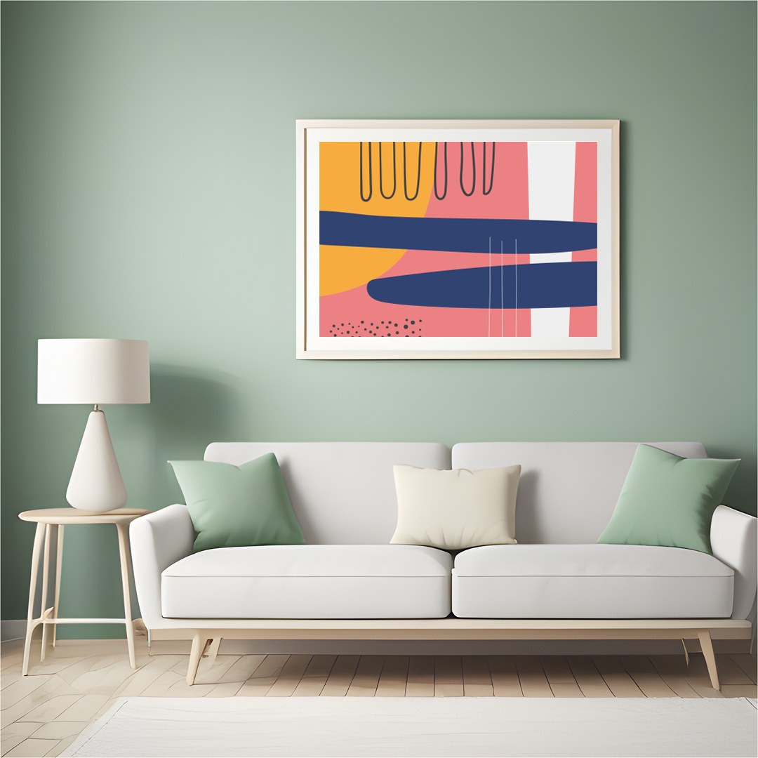 Dive into the world of vibrant abstraction with 'Modern Abstract Harmony.' This piece blends bold for Hall