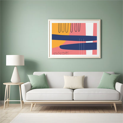 Dive into the world of vibrant abstraction with 'Modern Abstract Harmony.' This piece blends bold for Hall