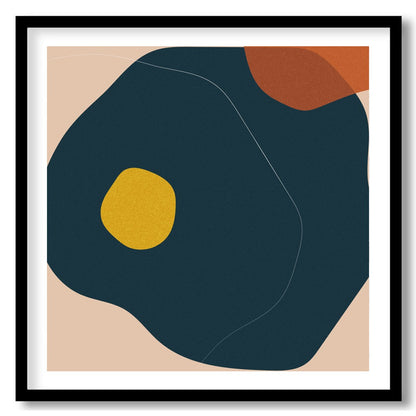 This artwork features a striking composition of organic shapes in earthy tones. The fluid design for retreat