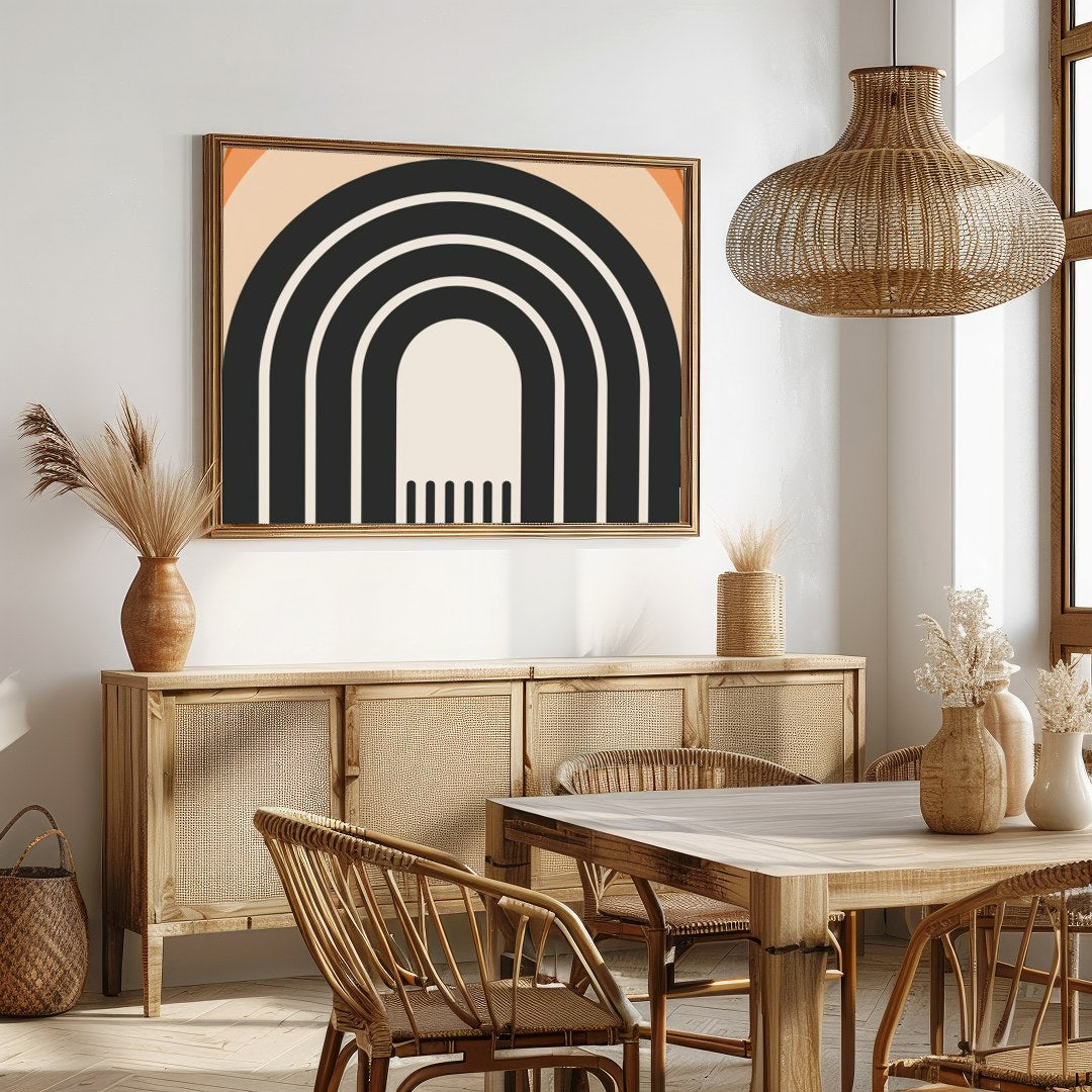 This captivating wall art piece features a series of concentric arches in earthy hues of beige, for Dining