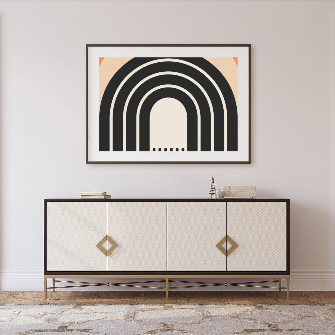 This captivating wall art piece features a series of concentric arches in earthy hues of beige, for Foyer