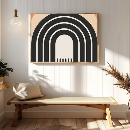 This captivating wall art piece features a series of concentric arches in earthy hues of beige, for Hallway