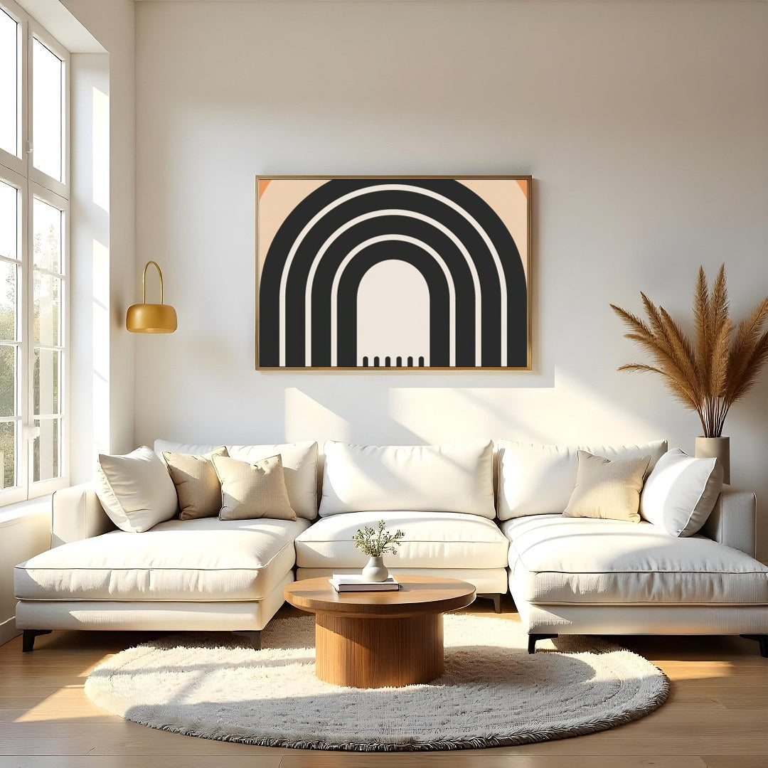 This captivating wall art piece features a series of concentric arches in earthy hues of beige, for Living Room