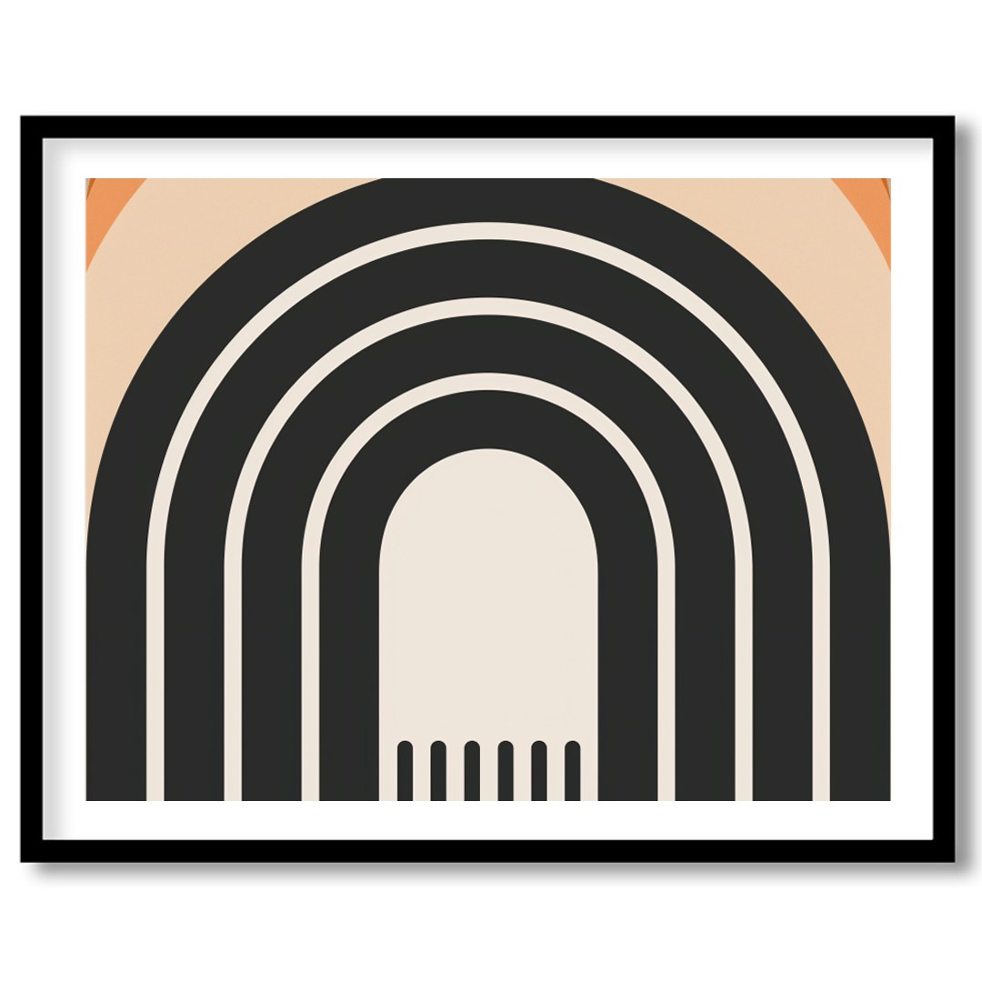 This captivating wall art piece features a series of concentric arches in earthy hues of beige, for loft