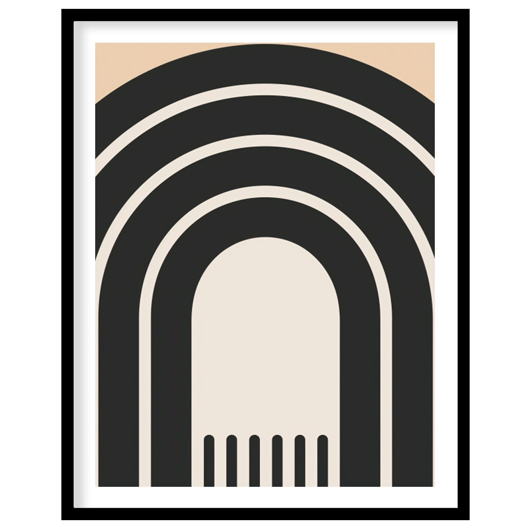 This captivating wall art piece features a series of concentric arches in earthy hues of beige, for loft