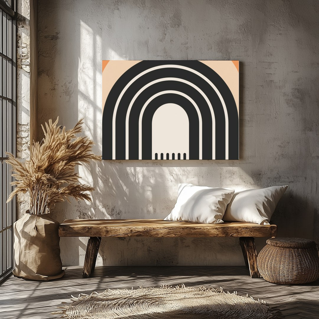 This captivating wall art piece features a series of concentric arches in earthy hues of beige, for Veranda