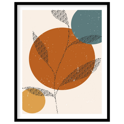 This captivating piece blends minimalist design with earthy tones, featuring abstract botanical for gallery
