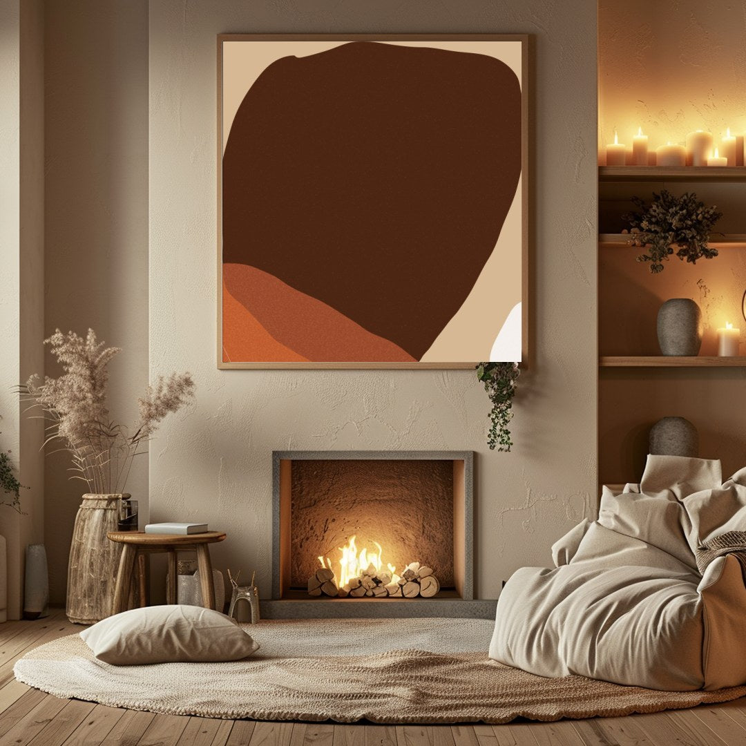 This captivating abstract piece brings together warm earthy tones and simple shapes, making it an for Hall