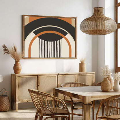 This striking piece of wall art features bold geometric shapes that captivate the eye with its for Dining