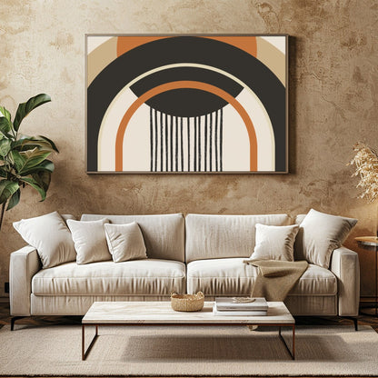 This striking piece of wall art features bold geometric shapes that captivate the eye with its for Family Room