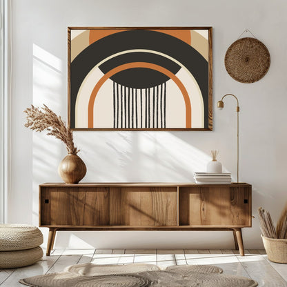 This striking piece of wall art features bold geometric shapes that captivate the eye with its for Sitting Area
