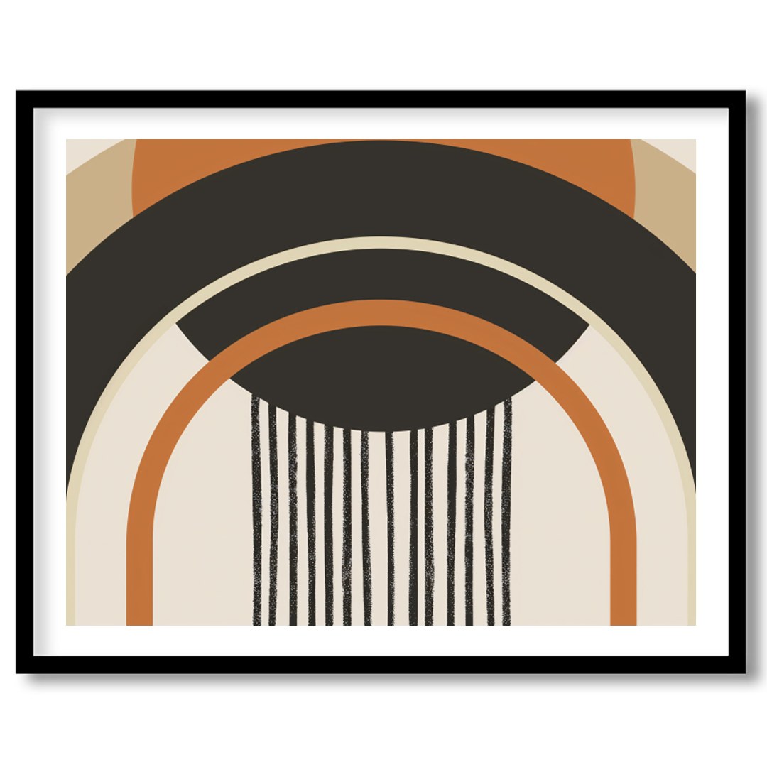 This striking piece of wall art features bold geometric shapes that captivate the eye with its for studio