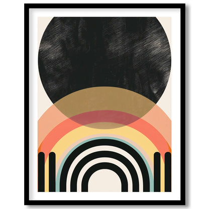 Elevate your space with this modern geometric artwork featuring striking arches and a bold black for sweet-home