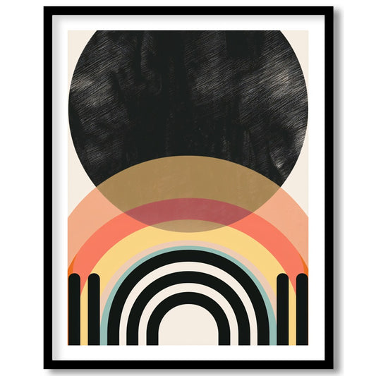 Elevate your space with this modern geometric artwork featuring striking arches and a bold black for sweet-home