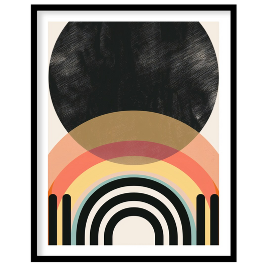 Elevate your space with this modern geometric artwork featuring striking arches and a bold black for sweet-home