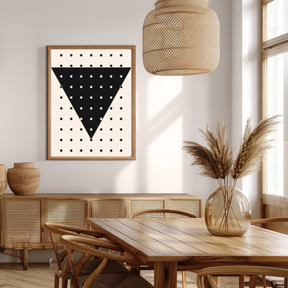 This contemporary wall art piece features a striking black inverted triangle adorned with evenly for Extra Kitchen