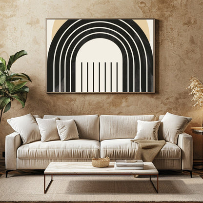 This captivating piece combines modern geometric patterns with a soothing color palette. Perfect for Family Room