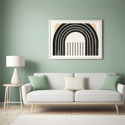 This captivating piece combines modern geometric patterns with a soothing color palette. Perfect for Hall