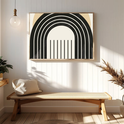 This captivating piece combines modern geometric patterns with a soothing color palette. Perfect for Hallway
